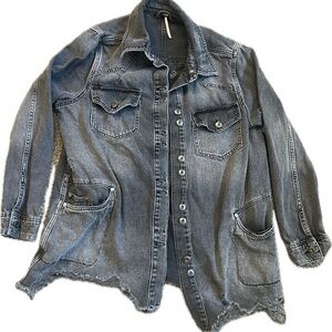 Free people distressed long jacket